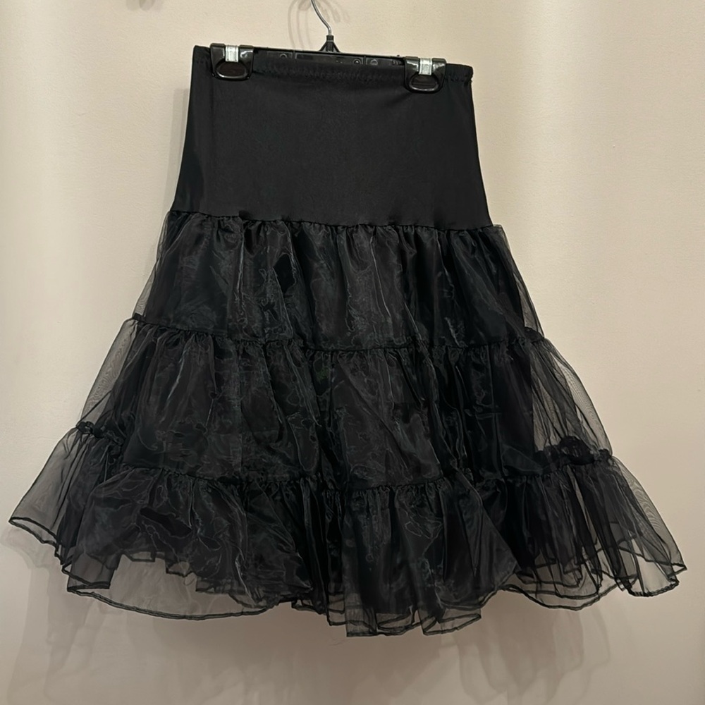 Grace Karin Black Crinoline Tutu Petticoat Layered Elastic Waist Underskirt S